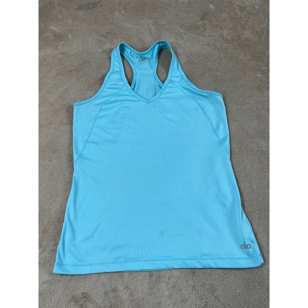 Alo Coolfit Racerback Tank Top Women's small light blue Gym Yoga Workout Running